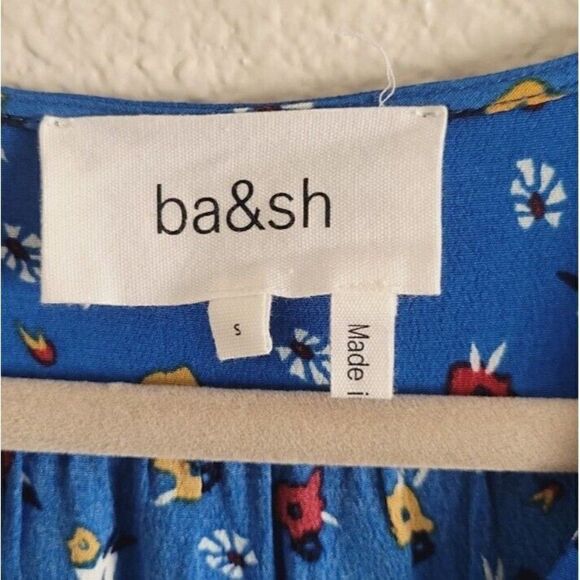 ba&sh Lali Blue Floral Button V Neck Long Sleeve Blouse Women's Size Small - Picture 3 of 9